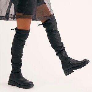 A.S.98 Sleek Black Leather Over the Knee Boots